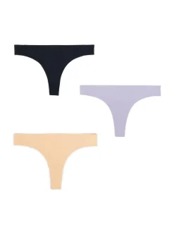 Cropp Bielizna*3 pack bezszwowych gładkich stringów czarny