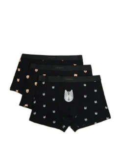 Cropp Bokserki*3 pack bokserek z motywem zwierzęcym czarny