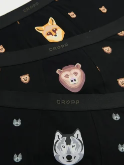 Cropp Bokserki*3 pack bokserek z motywem zwierzęcym czarny
