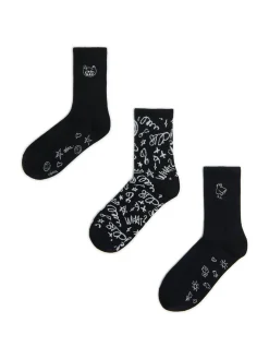 Cropp Skarpety, Rajstopy*3 pack ch skarpet z nadrukami czarny