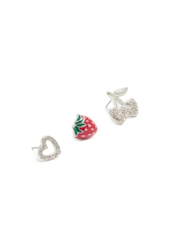 Cropp Biżuteria*3 pack kolczyków czerwony
