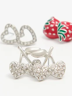 Cropp Biżuteria*3 pack kolczyków czerwony