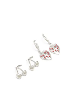 Cropp Biżuteria*2 pack kolczyków z owocowym motywem srebrny