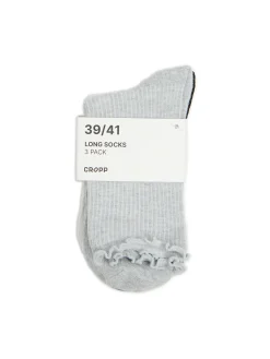 Cropp Skarpety, Rajstopy*3 pack skarpet z falbaną jasnyszary