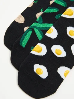Cropp Skarpetki*3 pack skarpet z food printem czarny