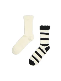 Cropp Skarpety, Rajstopy*2 pack skarpet z koronką kremowy