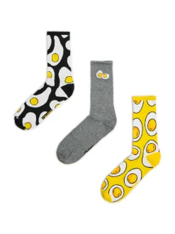 Cropp Skarpetki*3 pack skarpet z motywem jajek żółty
