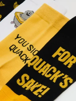 Cropp Skarpetki*5 pack skarpet z ptasim motywem żółty