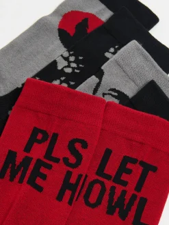 Cropp Skarpetki*5 pack skarpet z wilkami czarny