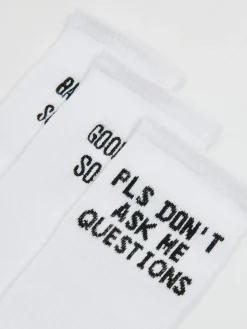 Cropp Skarpetki*3 pack skarpet ze sloganami biały