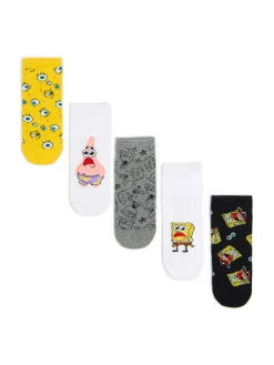 Cropp Skarpetki*5 pack skarpet ze SpongeBobem i Patrykiem żółty