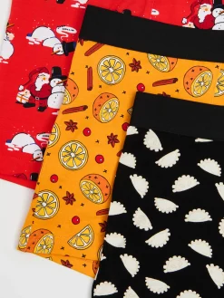 Cropp Akcesoria Świąteczne|Bokserki*3 pack świątecznych bokserek pomarańczowy