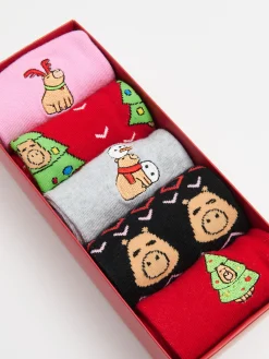 Cropp Akcesoria Świąteczne|Skarpety, Rajstopy*5 pack świątecznych skarpet z kapibarą wielobarwny