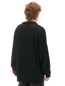 Cropp Swetry*Żakardowy sweter z nadrukiem czarny