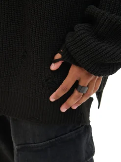 Cropp Swetry*Żakardowy sweter ze strzępieniami czarny