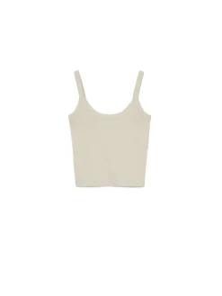 Cropp Koszulki, Topy*Basic top na ramiączkach kremowy