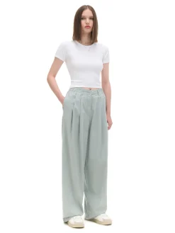 Cropp Spodnie*Bawełniane spodnie wide leg zielony