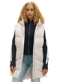 Cropp Kurtki, Płaszcze*Beżowa kamizelka puffer z kapturem beżowy