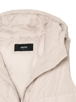 Cropp Kurtki, Płaszcze*Beżowa kamizelka puffer z kapturem beżowy