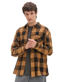 Cropp Koszule*Beżowa koszula w kratę beżowy