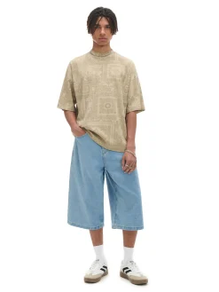 Cropp Koszulki*Beżowa koszulka z nadrukiem all over beżowy