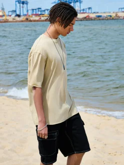 Cropp Koszulki*Beżowa koszulka z surowym wykończeniem beżowy