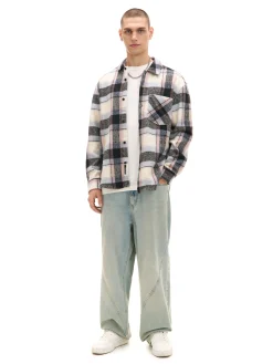 Cropp Koszule*Beżowa kraciasta koszula z domieszką wełny beżowy