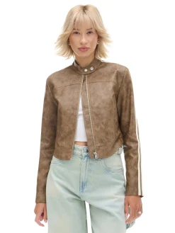 Cropp Kurtki, Płaszcze*Beżowa kurtka biker beżowy