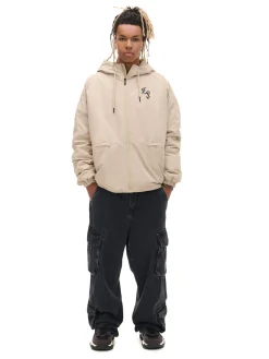 Cropp Kurtki, Płaszcze*Beżowa kurtka z kapturem i nadrukiem beżowy