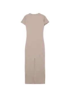 Cropp Sukienki, Kombinezony*Beżowa sukienka maxi z krótkim rękawem beżowy