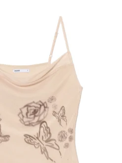 Cropp Sukienki, Kombinezony*Beżowa sukienka mini na ramiączkach beżowy