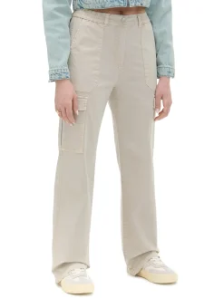 Cropp Spodnie*Beżowe spodnie straight cargo beżowy