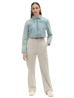 Cropp Spodnie*Beżowe spodnie straight cargo beżowy