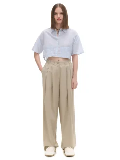 Cropp Spodnie*Beżowe spodnie wide leg beżowy