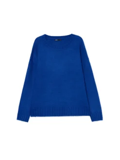 Cropp Swetry*Beżowy gładki sweter niebieski