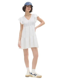 Cropp Sukienki, Kombinezony*Biała ażurowa sukienka mini biały