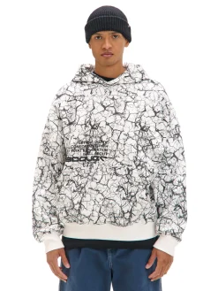 Cropp Bluzy*Biała bluza hoodie z nadrukiem all over biały