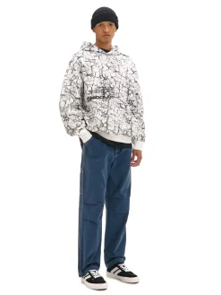 Cropp Bluzy*Biała bluza hoodie z nadrukiem all over biały