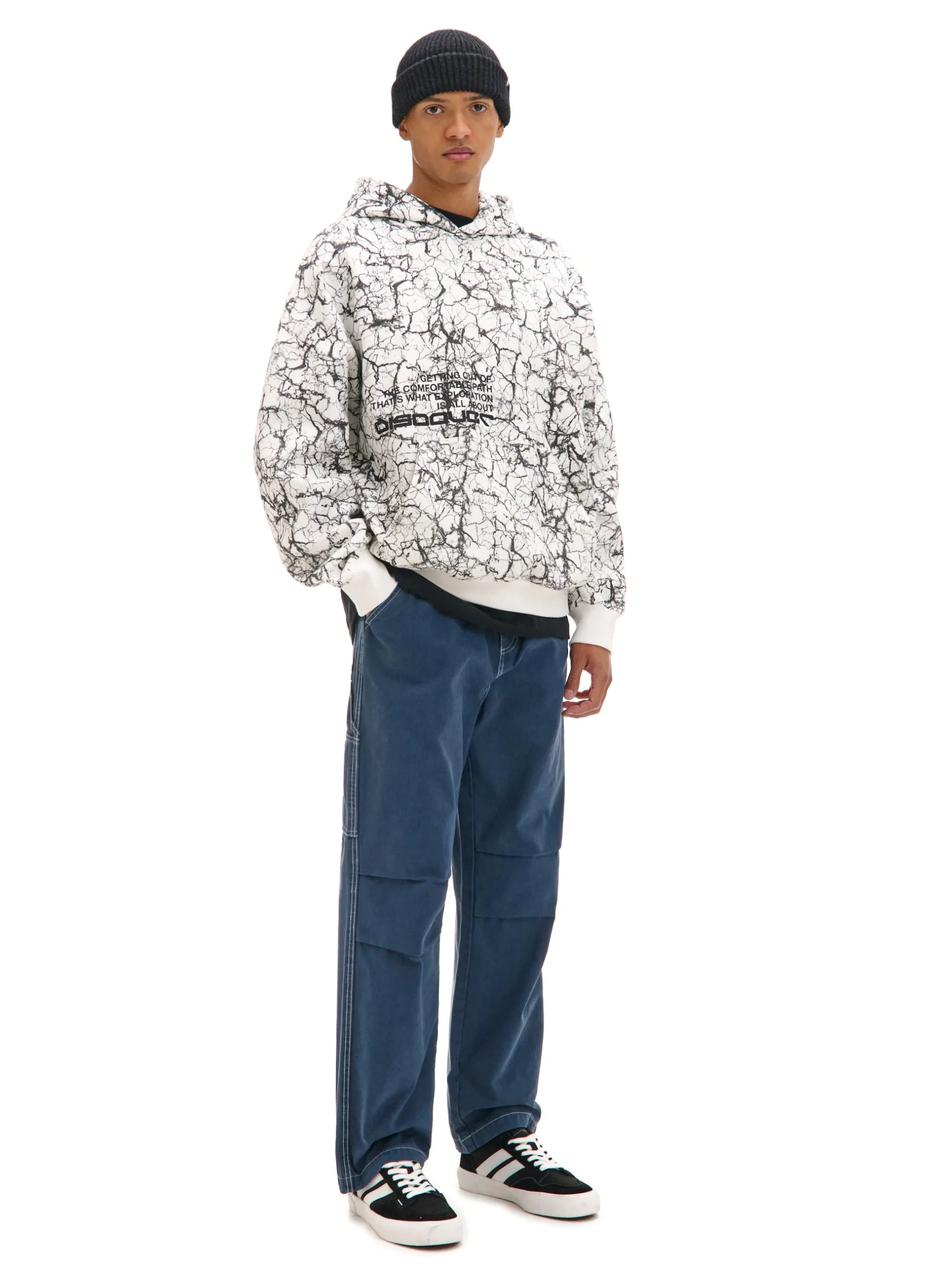 Cropp Bluzy*Biała bluza hoodie z nadrukiem all over biały