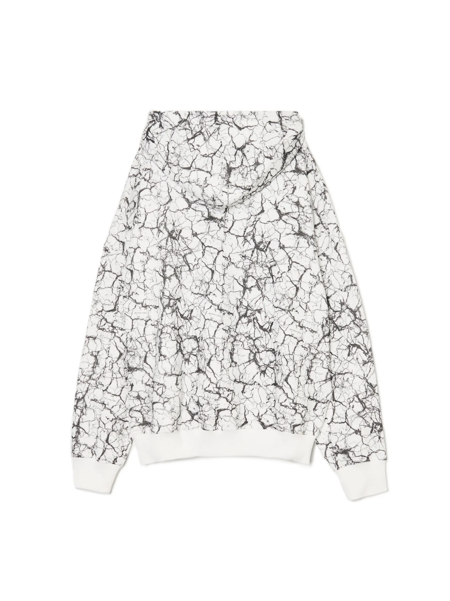 Cropp Bluzy*Biała bluza hoodie z nadrukiem all over biały