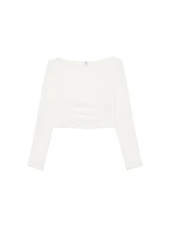 Cropp Koszulki, Topy*Biała bluzka z ozdobnym marszczeniem biały
