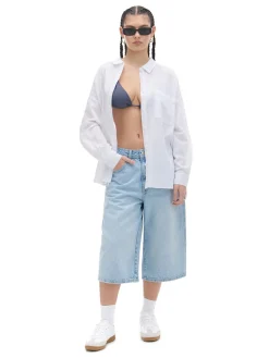 Cropp Koszule, Bluzki*Biała koszula oversize z rustykalną strukturą biały