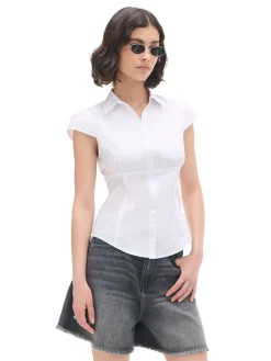 Cropp Koszule, Bluzki*Biała koszula z krótkim rękawem biały