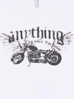 Cropp Koszulki, Topy*Biała koszulka z motocyklem biały