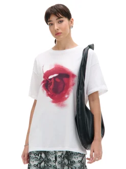 Cropp Koszulki, Topy*Biała koszulka z motywem wiśni biały