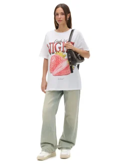 Cropp Koszulki, Topy*Biała koszulka z nadrukiem biały