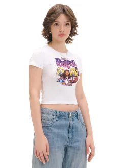Cropp Koszulki, Topy*Biała koszulka z nadrukiem Bratz biały