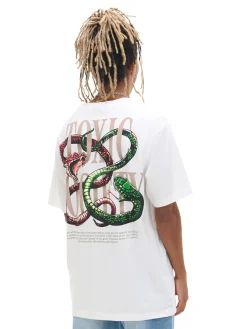 Cropp Koszulki*Biała koszulka z wężami biały