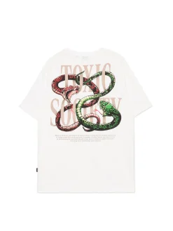 Cropp Koszulki*Biała koszulka z wężami biały