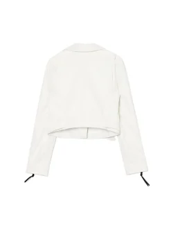 Cropp Kurtki, Płaszcze*Biała kurtka biker z imitacji skóry biały